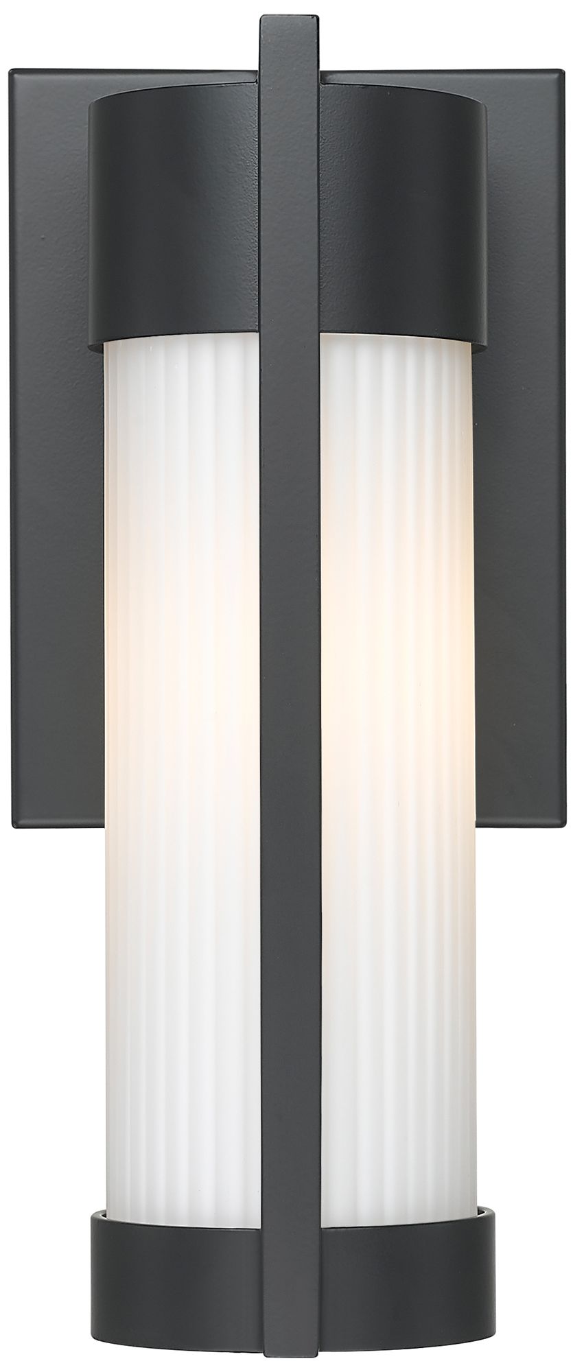 Image 2 Stratford 10" Matte Black Coastal Outdoor Sconce With Striped White Glass more views
