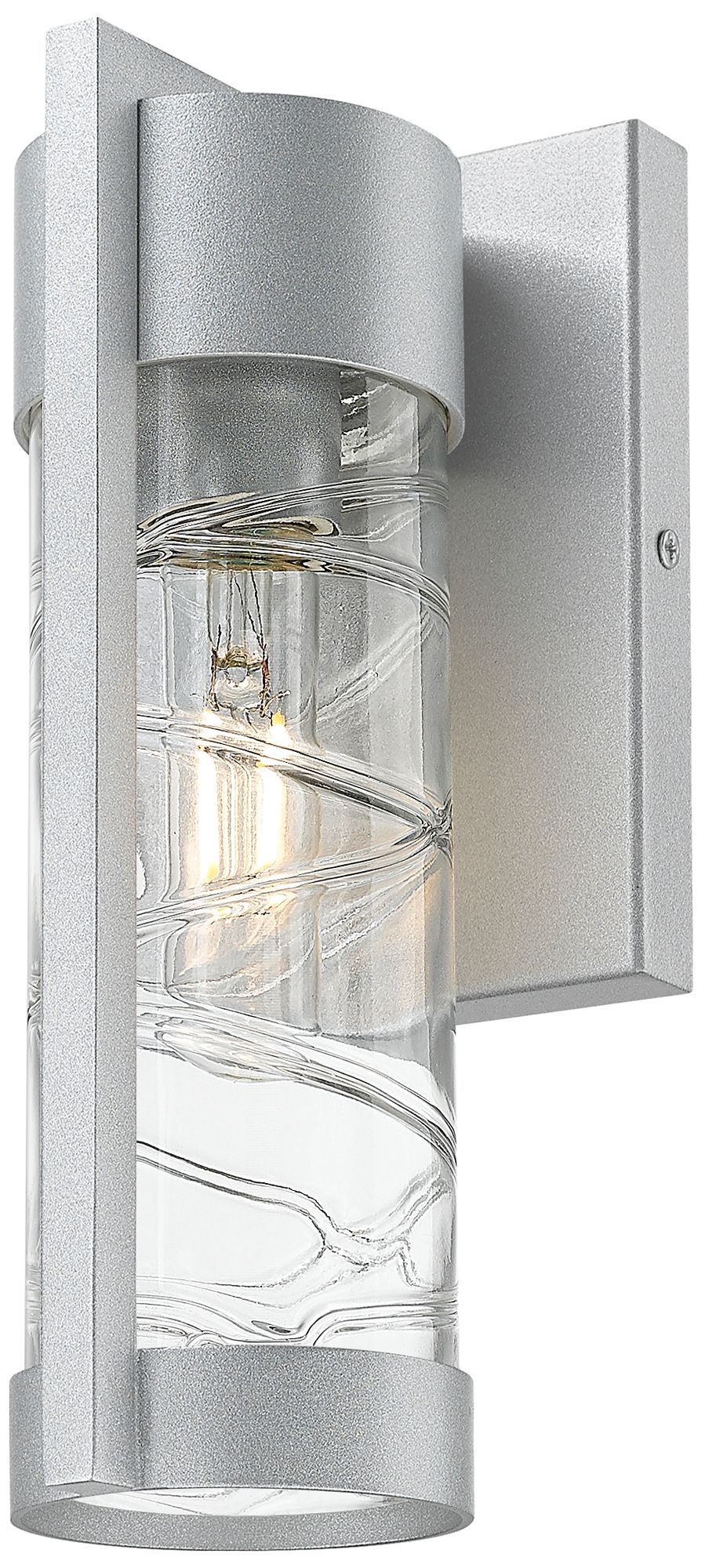 Stratford 10" Silver Coastal Outdoor Sconce With Deco Swirl Glass