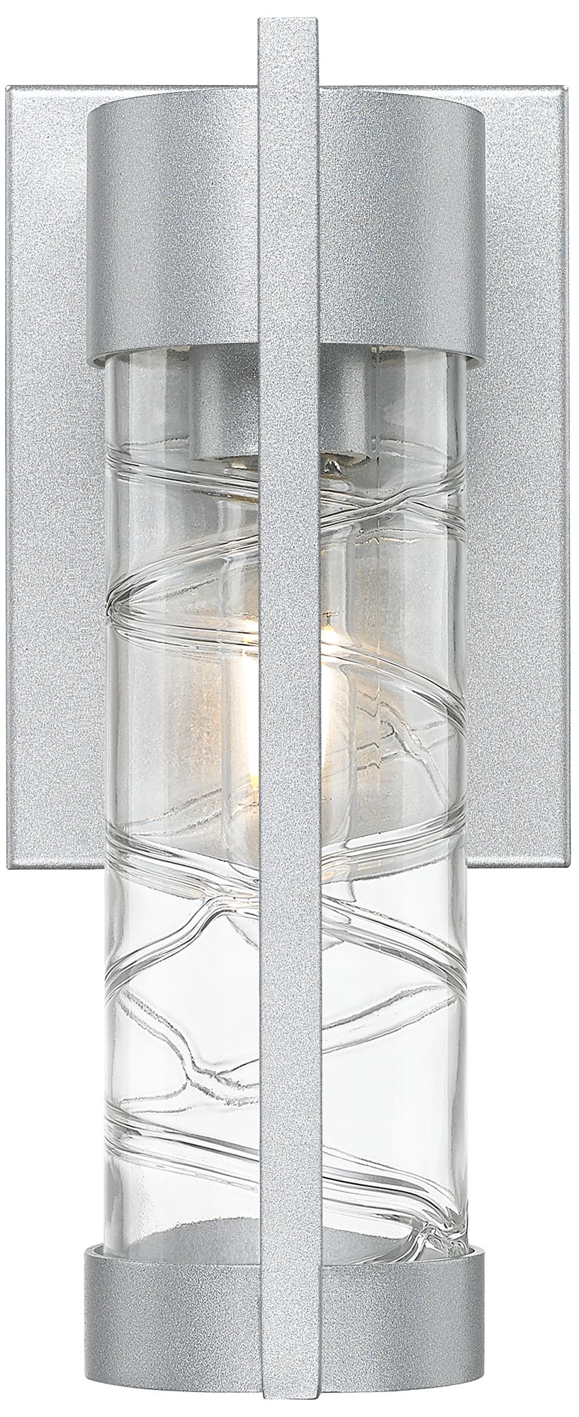 Image 2 Stratford 10" Silver Coastal Outdoor Sconce With Deco Swirl Glass more views