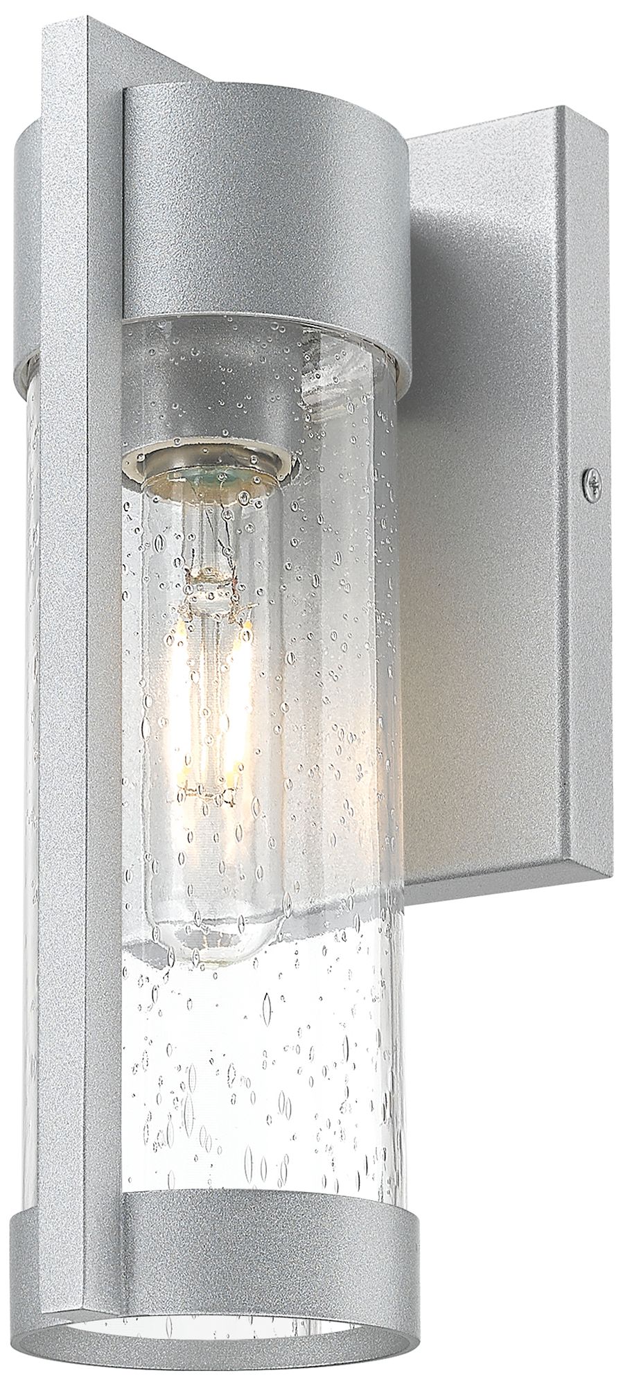 Stratford 10" Silver Coastal Outdoor Sconce With Seeded Glass