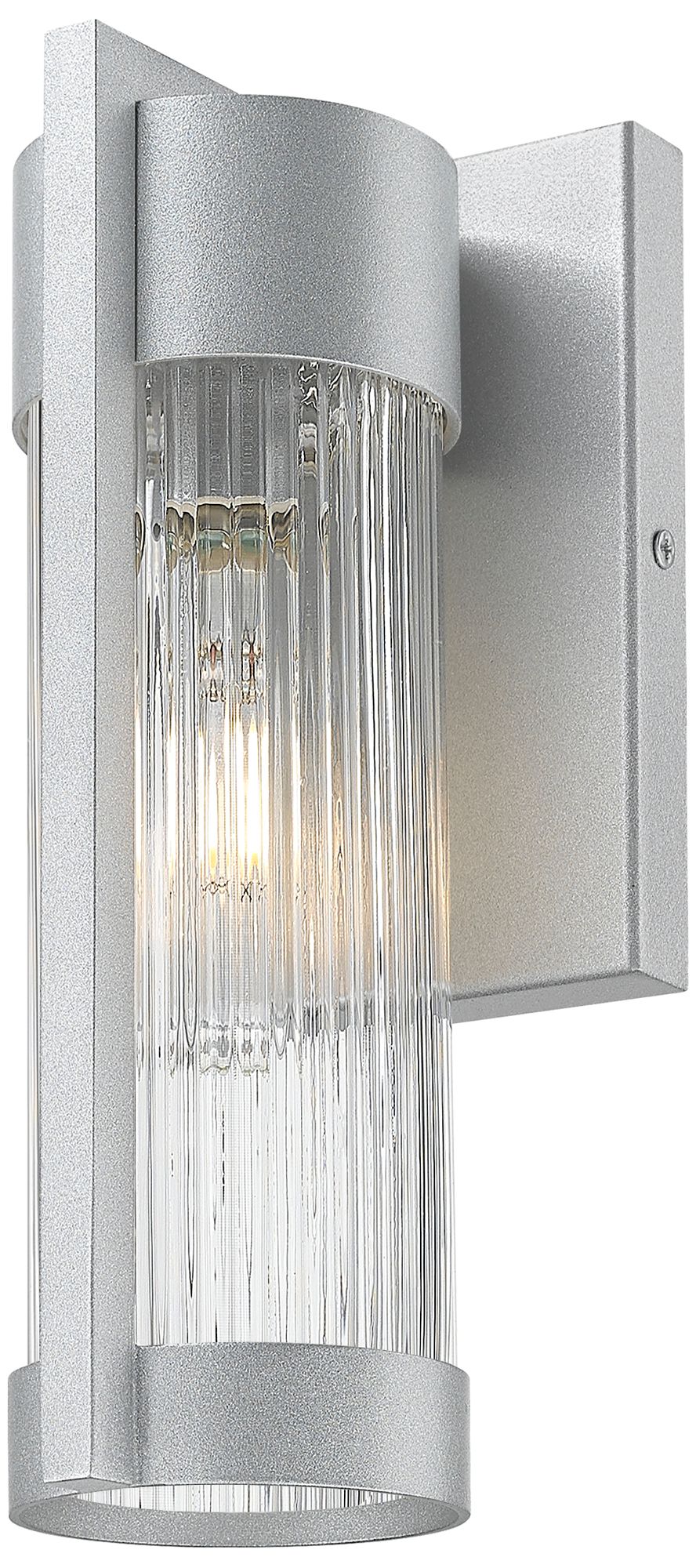 Stratford 10" Silver Coastal Outdoor Sconce With Striped Clear Glass