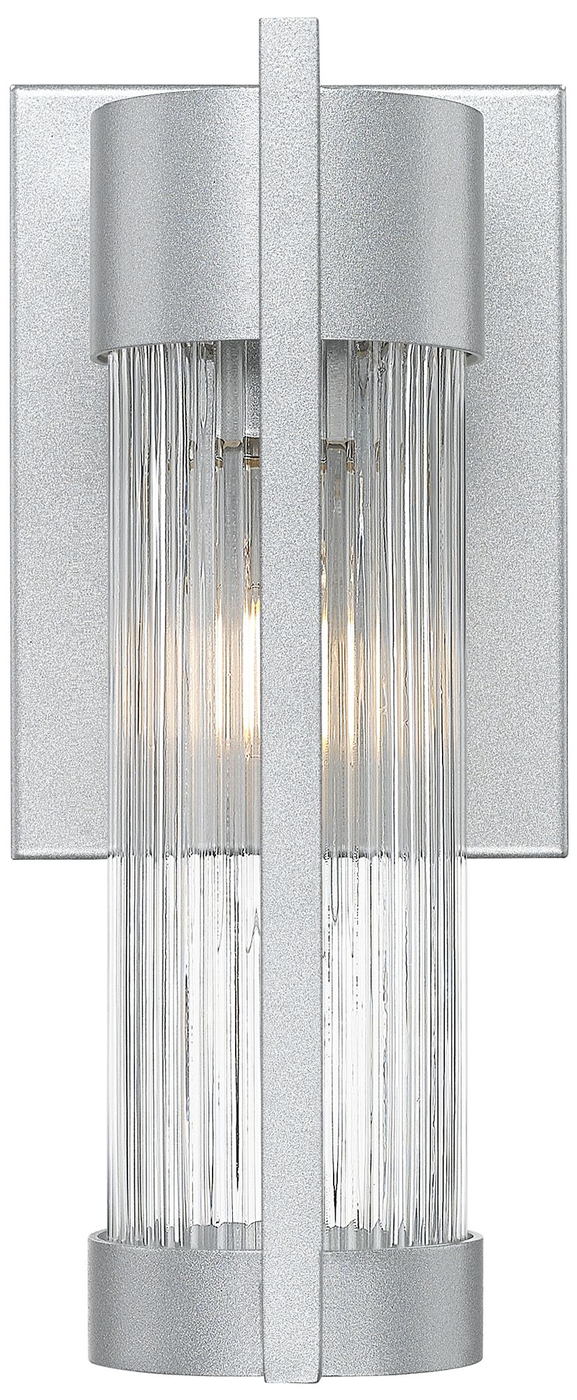 Image 2 Stratford 10" Silver Coastal Outdoor Sconce With Striped Clear Glass more views