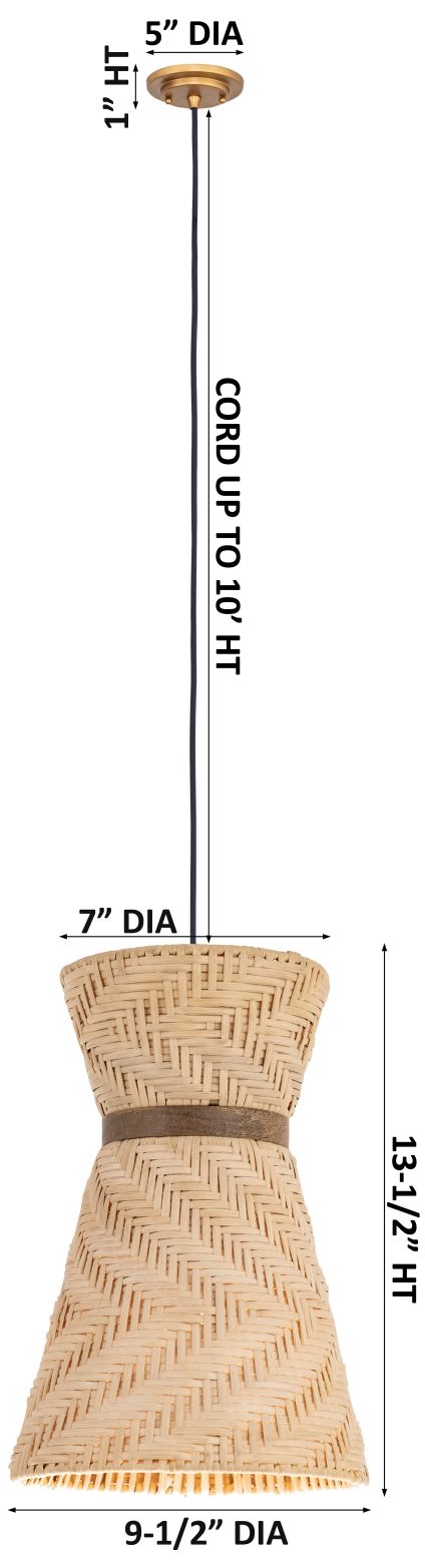 Image 3 Stratford 10" Wide Gold Cord Hung Pendant with Natural Shade more views