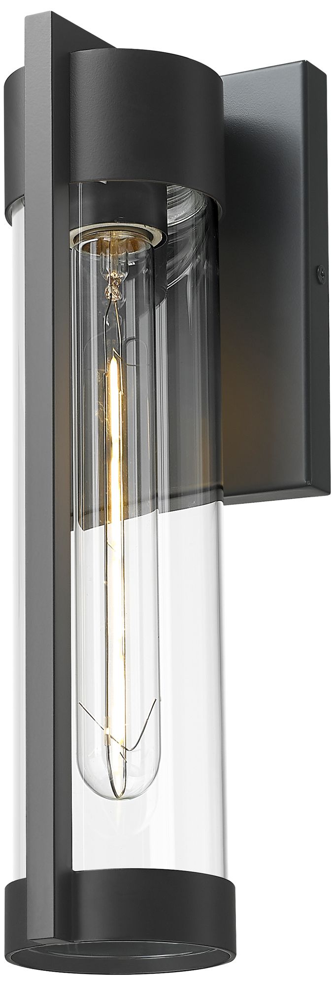 Stratford 13" Matte Black Coastal Outdoor Sconce With Clear Glass