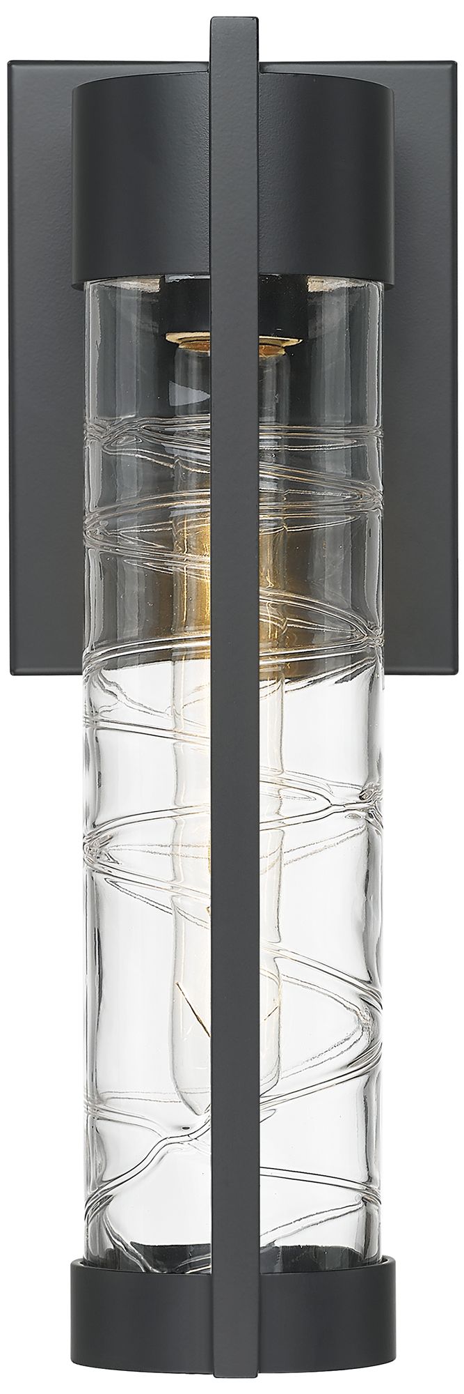 Image 2 Stratford 13" Matte Black Coastal Outdoor Sconce With Deco Swirl Glass more views