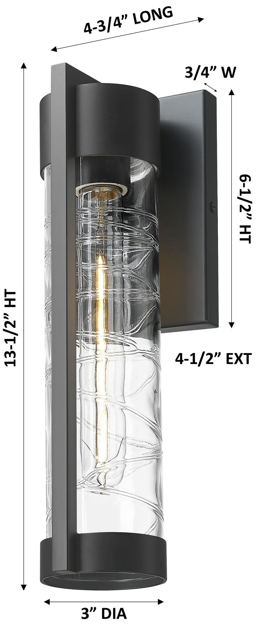 Image 3 Stratford 13" Matte Black Coastal Outdoor Sconce With Deco Swirl Glass more views