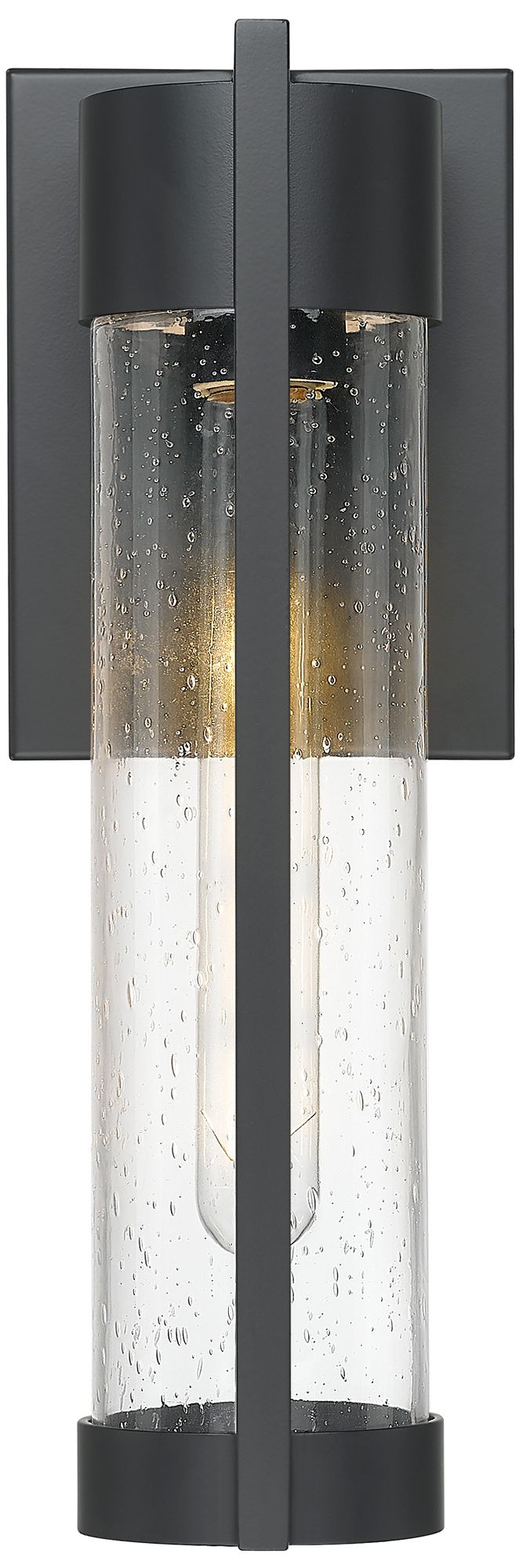 Image 2 Stratford 13" Matte Black Coastal Outdoor Sconce With Seeded Glass more views