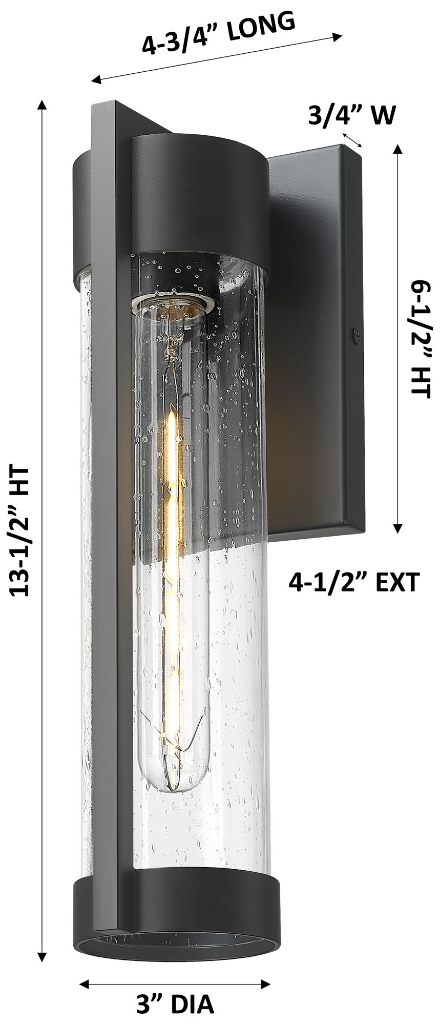 Image 3 Stratford 13" Matte Black Coastal Outdoor Sconce With Seeded Glass more views