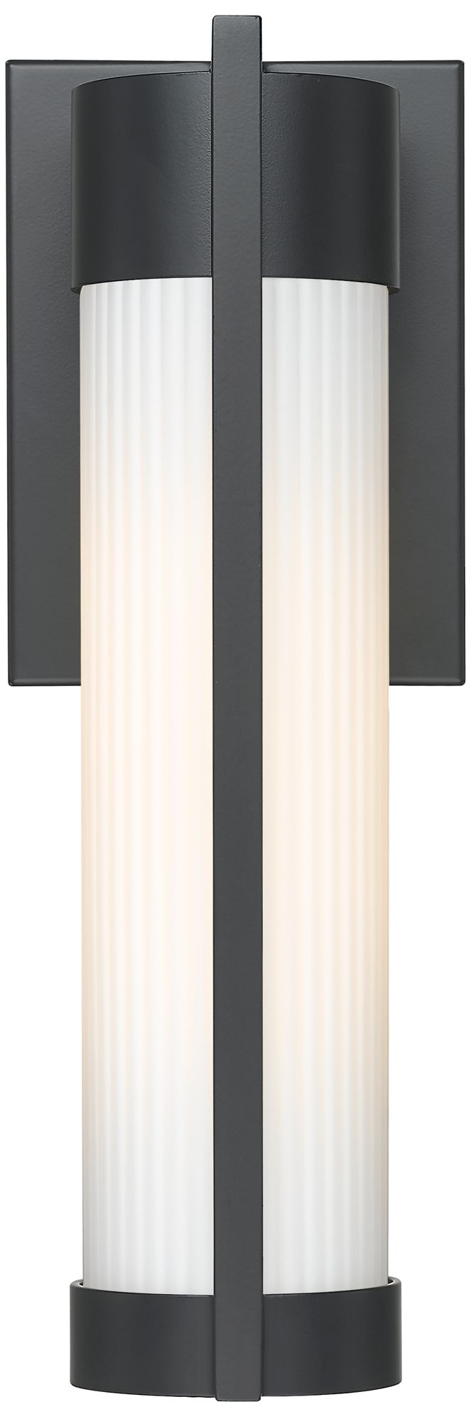 Image 2 Stratford 13" Matte Black Coastal Outdoor Sconce With Striped White Glass more views