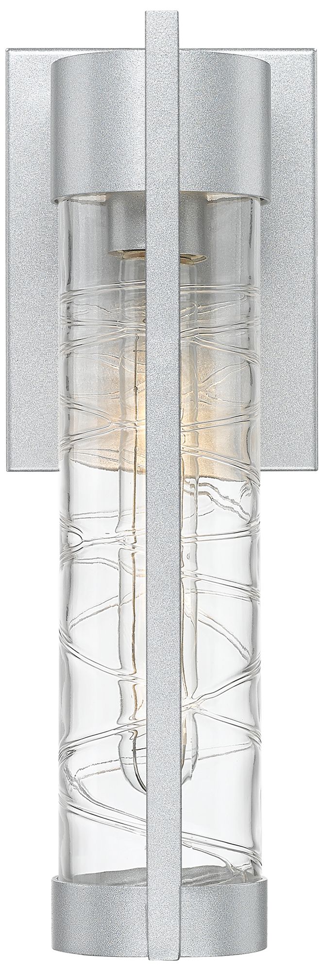 Image 2 Stratford 13" Silver Coastal Outdoor Sconce With Deco Swirl Glass more views