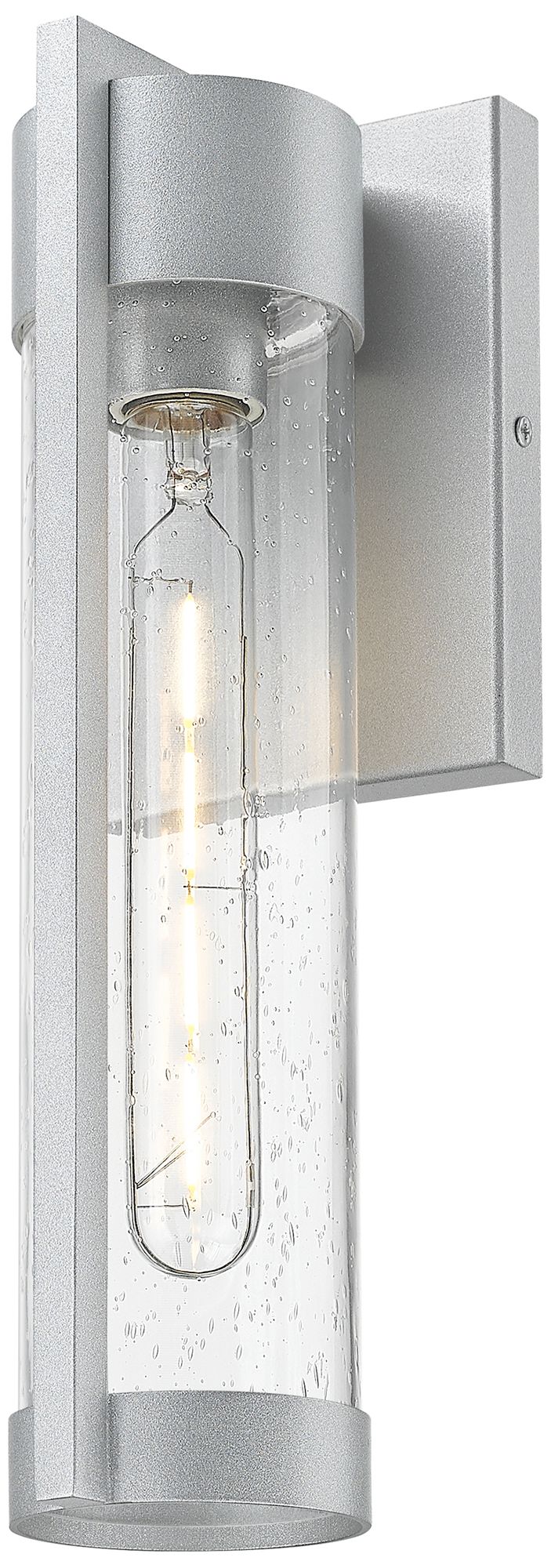 Stratford 13" Silver Coastal Outdoor Sconce With Seeded Glass