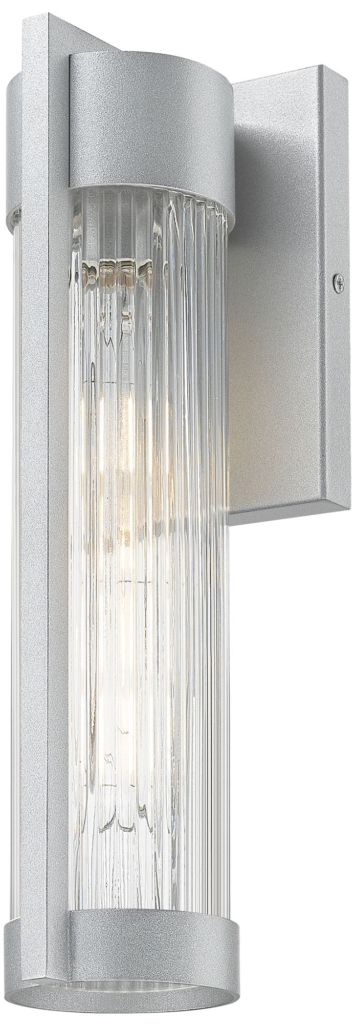 Stratford 13" Silver Coastal Outdoor Sconce With Striped Clear Glass