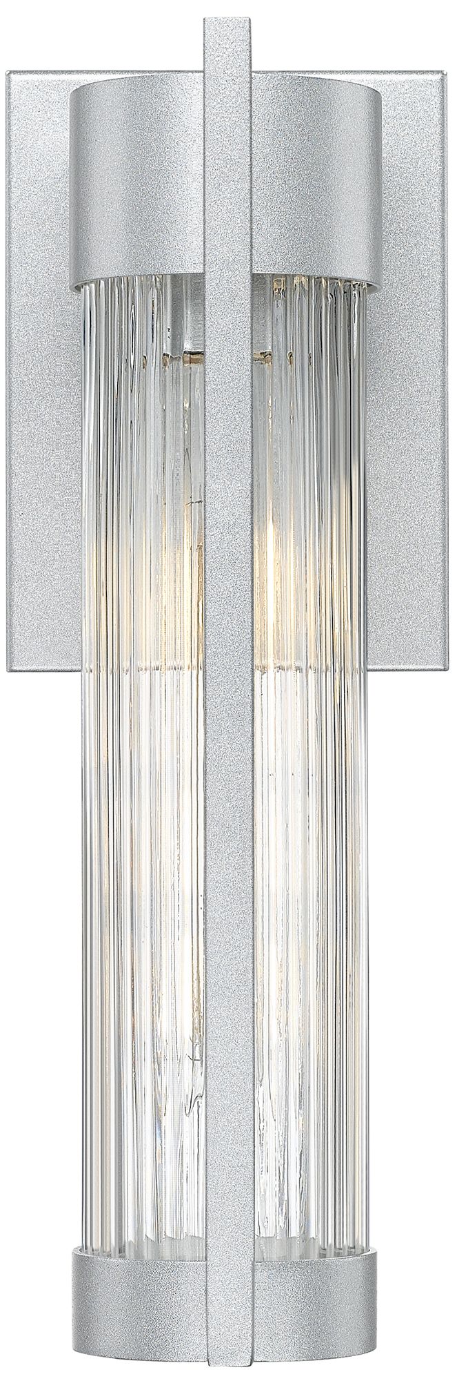 Image 2 Stratford 13" Silver Coastal Outdoor Sconce With Striped Clear Glass more views