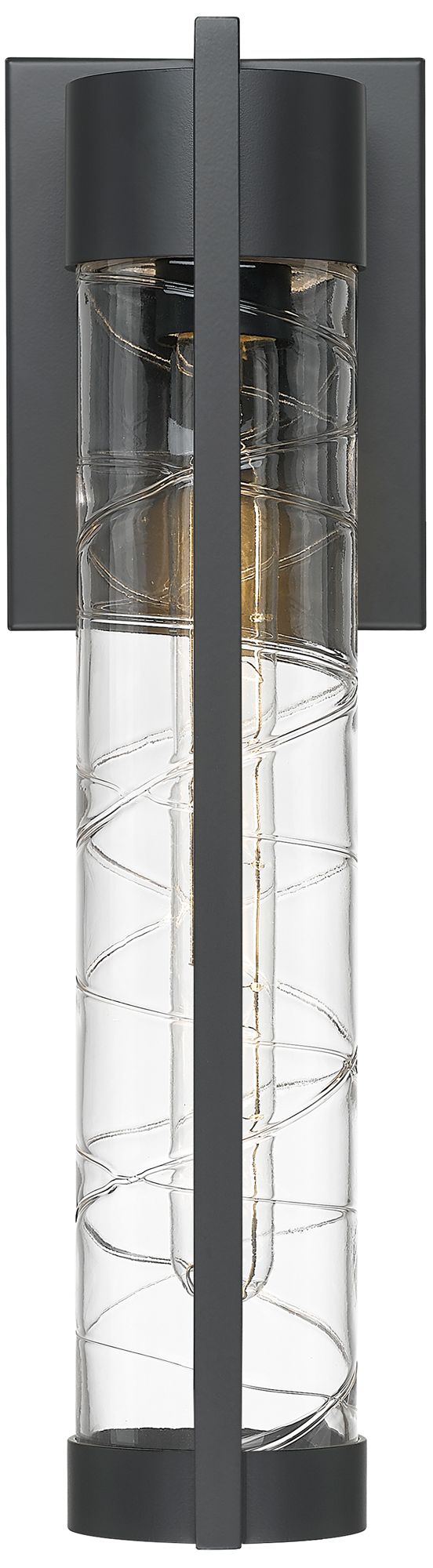 Image 2 Stratford 16" Matte Black Coastal Outdoor Sconce With Deco Swirl Glass more views
