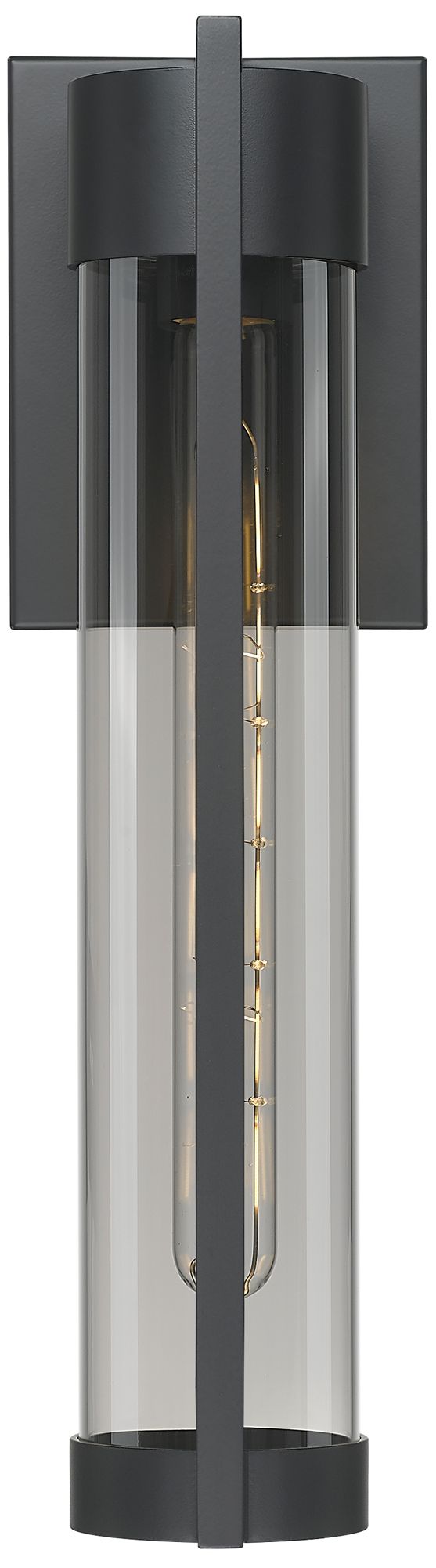 Image 2 Stratford 16" Matte Black Coastal Outdoor Sconce With Light Smoke Glass more views