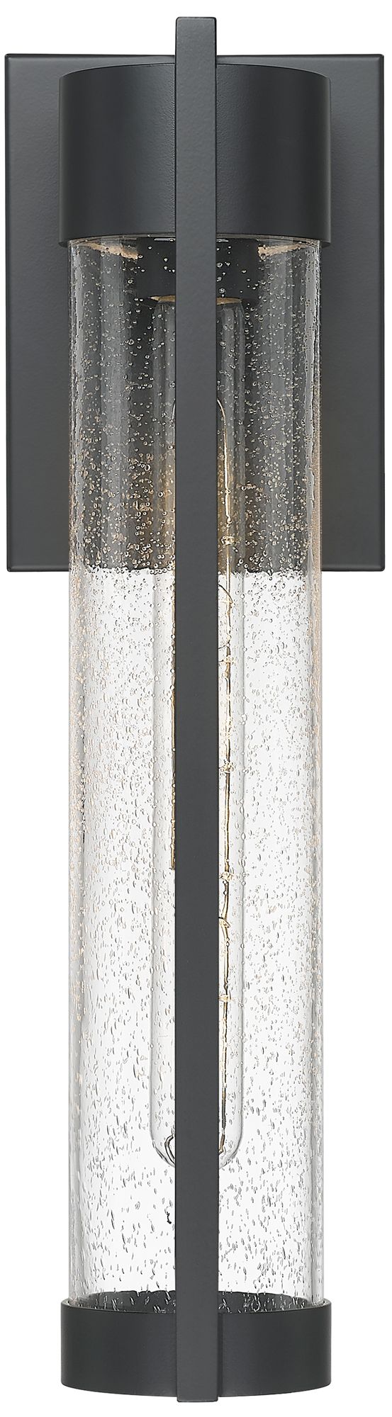 Image 2 Stratford 16" Matte Black Coastal Outdoor Sconce With Seeded Glass more views