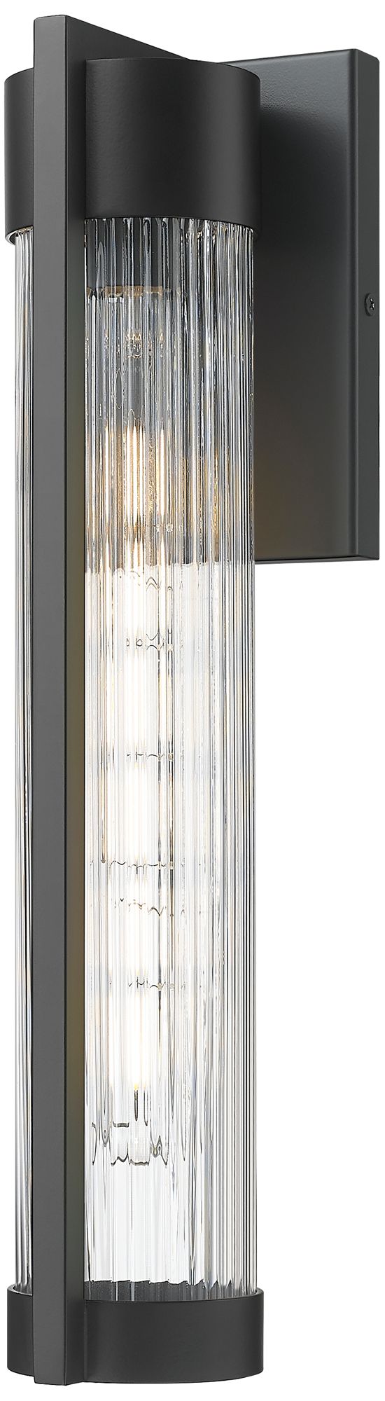 Stratford 16" Matte Black Coastal Outdoor Sconce With Striped Clear Glass