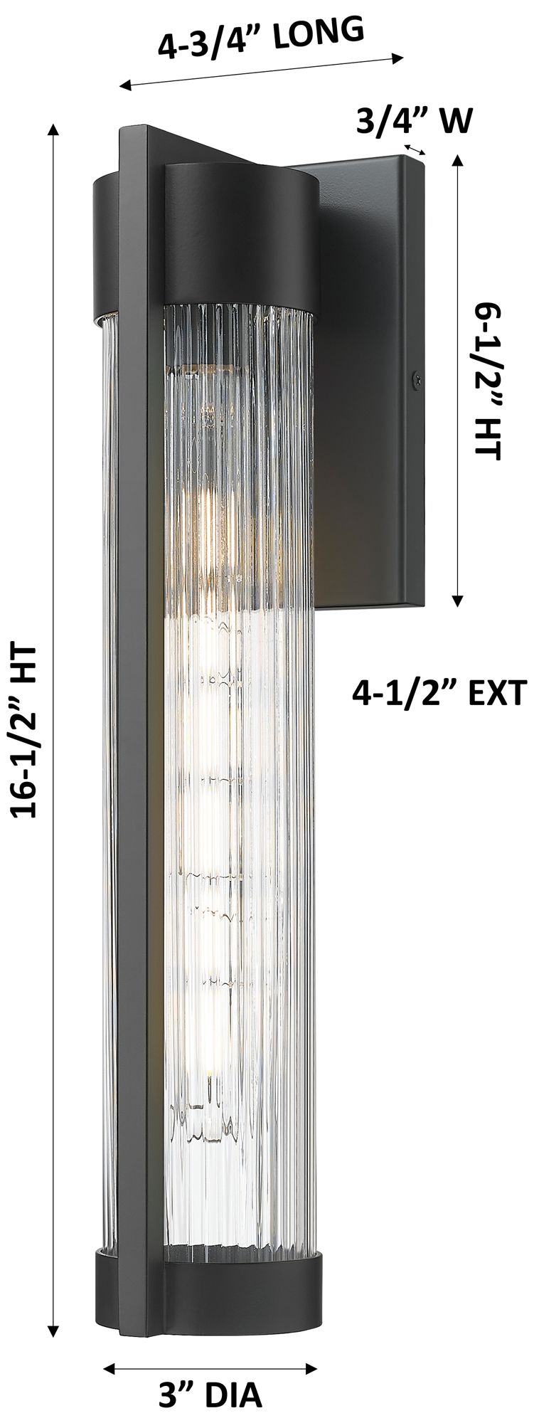 Image 3 Stratford 16" Matte Black Coastal Outdoor Sconce With Striped Clear Glass more views