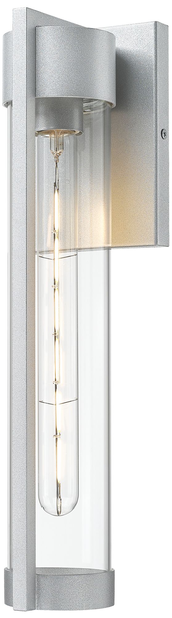 Stratford 16" Silver Coastal Outdoor Sconce With Clear Glass