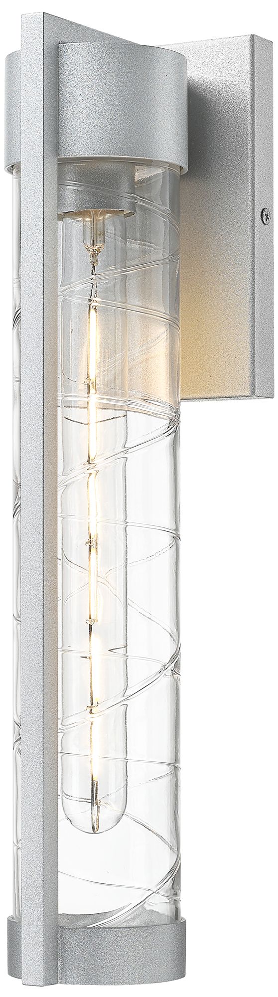 Stratford 16" Silver Coastal Outdoor Sconce With Deco Swirl Glass