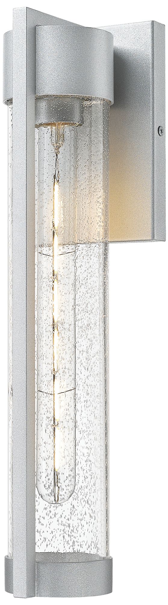 Stratford 16" Silver Coastal Outdoor Sconce With Seeded Glass