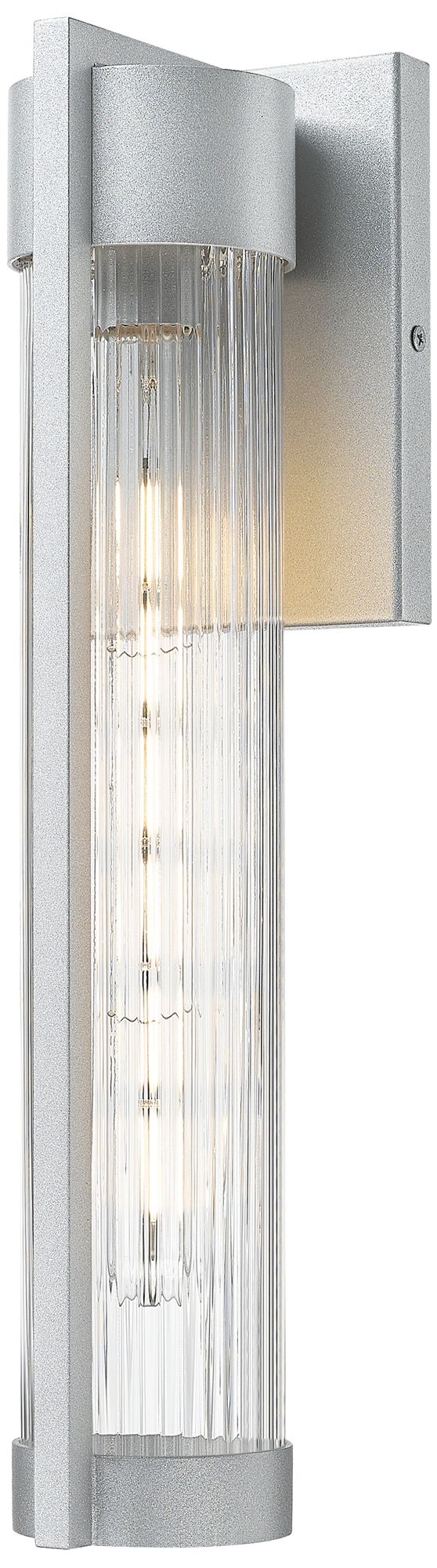 Stratford 16" Silver Coastal Outdoor Sconce With Striped Clear Glass