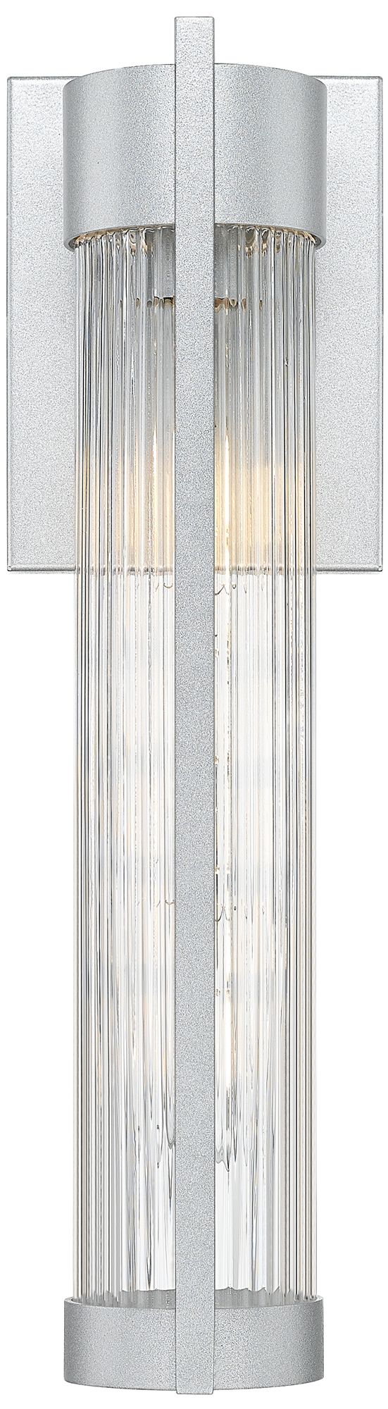 Image 2 Stratford 16" Silver Coastal Outdoor Sconce With Striped Clear Glass more views
