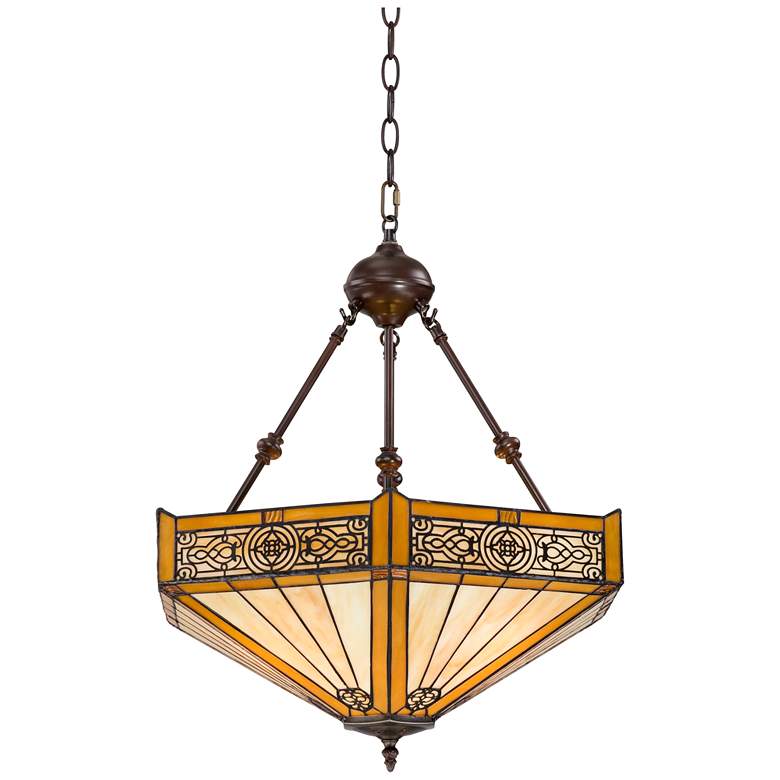 Stratford 20 3/4&quot; Wide 3-Light Mission Tiffany-Style Pendant more views