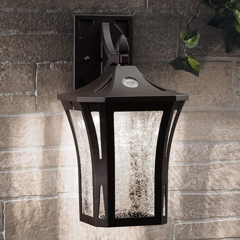 Image 1 Stratford - Wall Sconce - Black Finish - Clear Crackle Glass