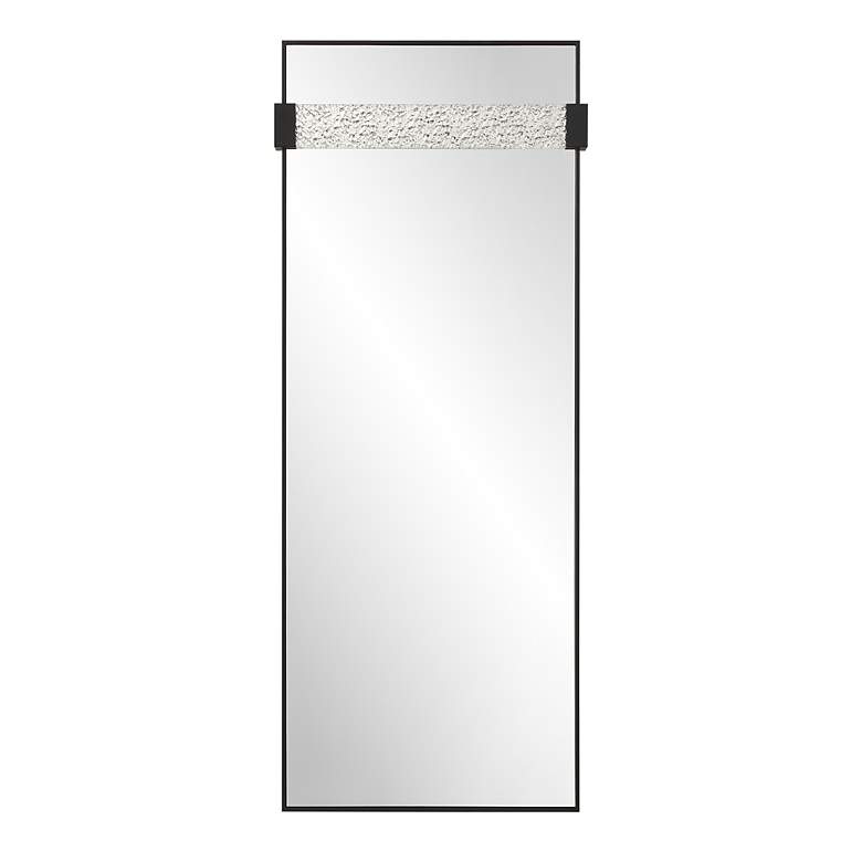 Image 2 Stratton 29 3/8" x 72" Satin Black Iron Framed Wall Mirror