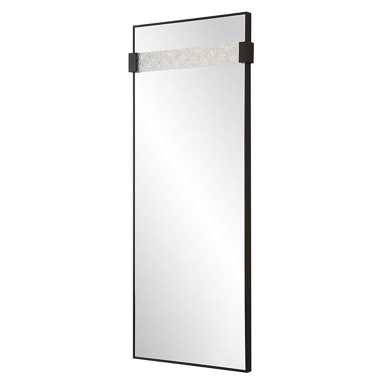 Image 4 Stratton 29 3/8" x 72" Satin Black Iron Framed Wall Mirror more views