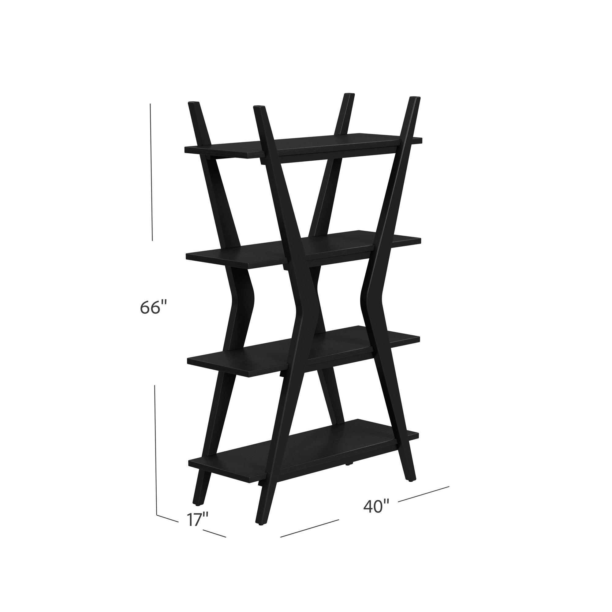 Image 6 Stratton 66" High Matte Black 4-Shelf Etagere more views