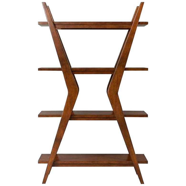Image 1 Stratton 66" High Walnut 4-Shelf Etagere