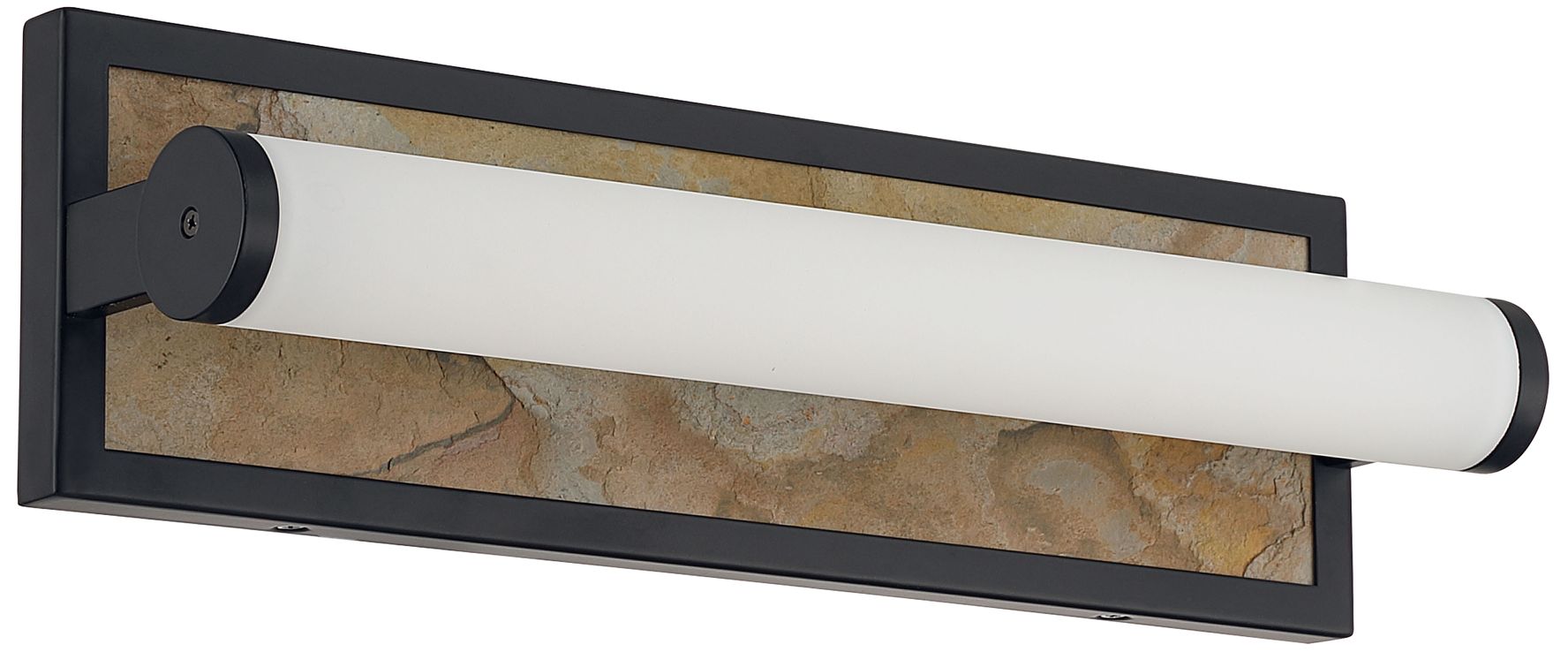 Image 7 Stratum Integrated LED 18in Vanity in Matte Black with Moon Rock Slate more views