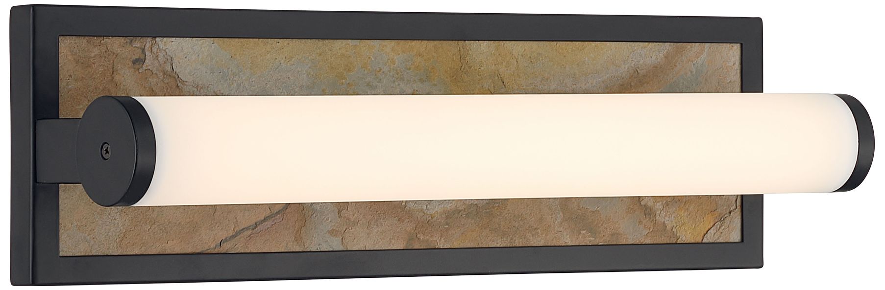 Stratum Integrated LED 18in Vanity in Matte Black with Moon Rock Slate