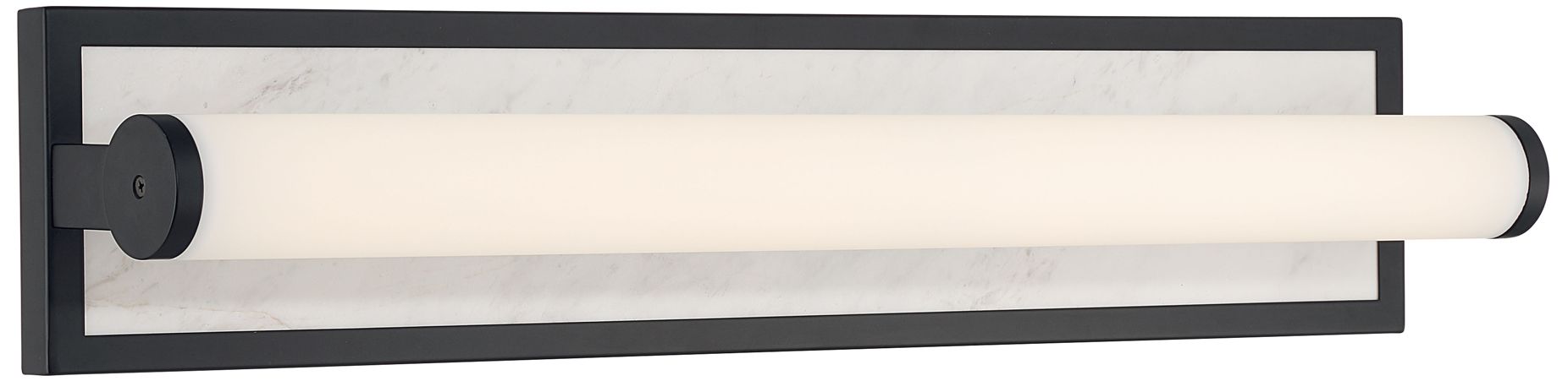 Stratum Integrated LED 24in Vanity in Matte Black with Jazz White Marble