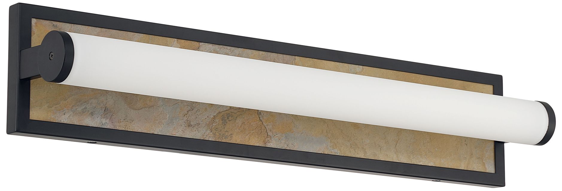 Image 5 Stratum Integrated LED 24in Vanity in Matte Black with Moon Rock Slate more views