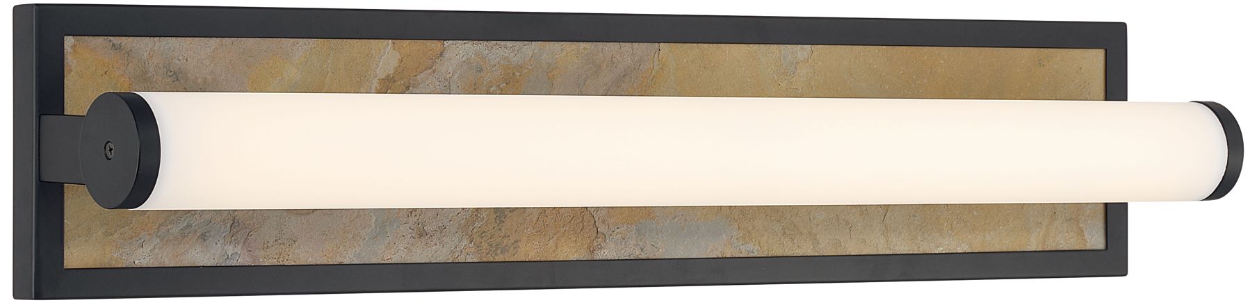 Stratum Integrated LED 24in Vanity in Matte Black with Moon Rock Slate