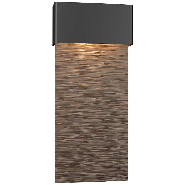 Image 1 Stratum Large Dark Sky LED Outdoor Sconce - Black Finish - Smoke Accents