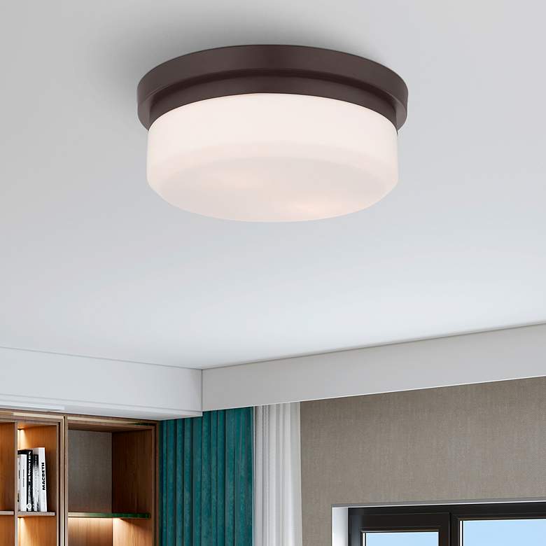Image 7 Stratus 11-in W Bronze Flush Mount Light more views