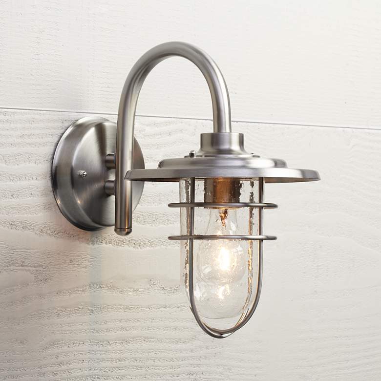 Image 2 Stratus 12 3/4" High Brushed Nickel Outdoor Wall Light