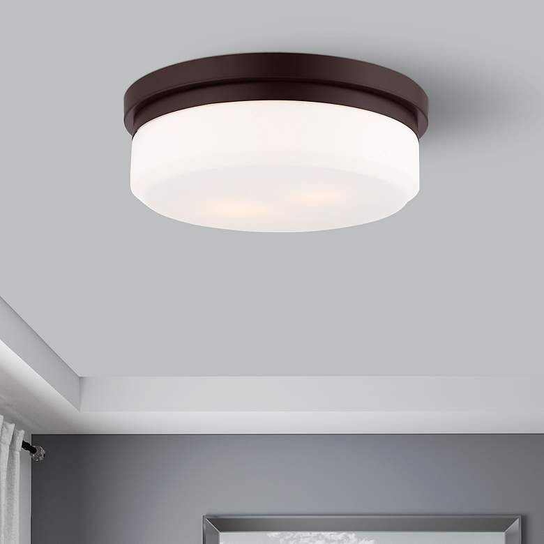 Image 1 Stratus 13-in W Bronze Flush Mount Light