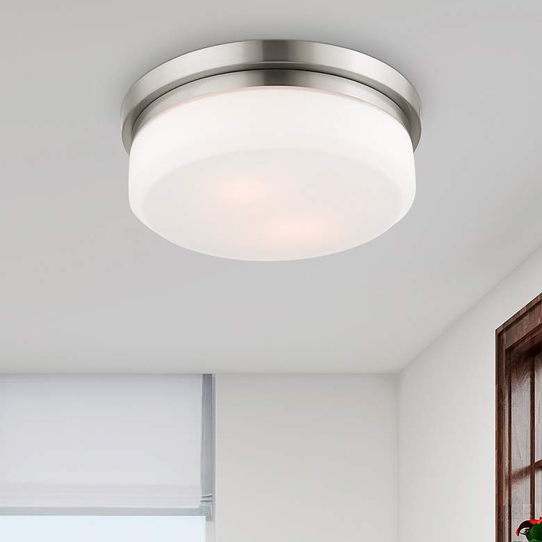 Image 2 Stratus 13" Wide Brushed Nickel Round Ceiling Light