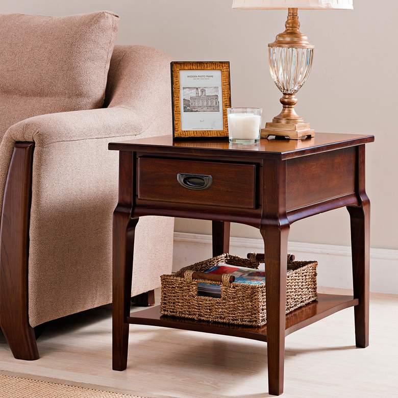 Stratus 20&quot; Wide Heartwood Cherry 1-Drawer Wood End Table