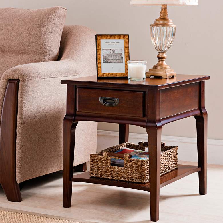 Image 1 Stratus 20" Wide Heartwood Cherry 1-Drawer Wood End Table