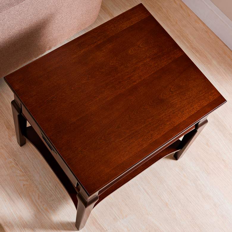 Stratus 20 inch Wide Heartwood Cherry 1-Drawer Wood End Table more views