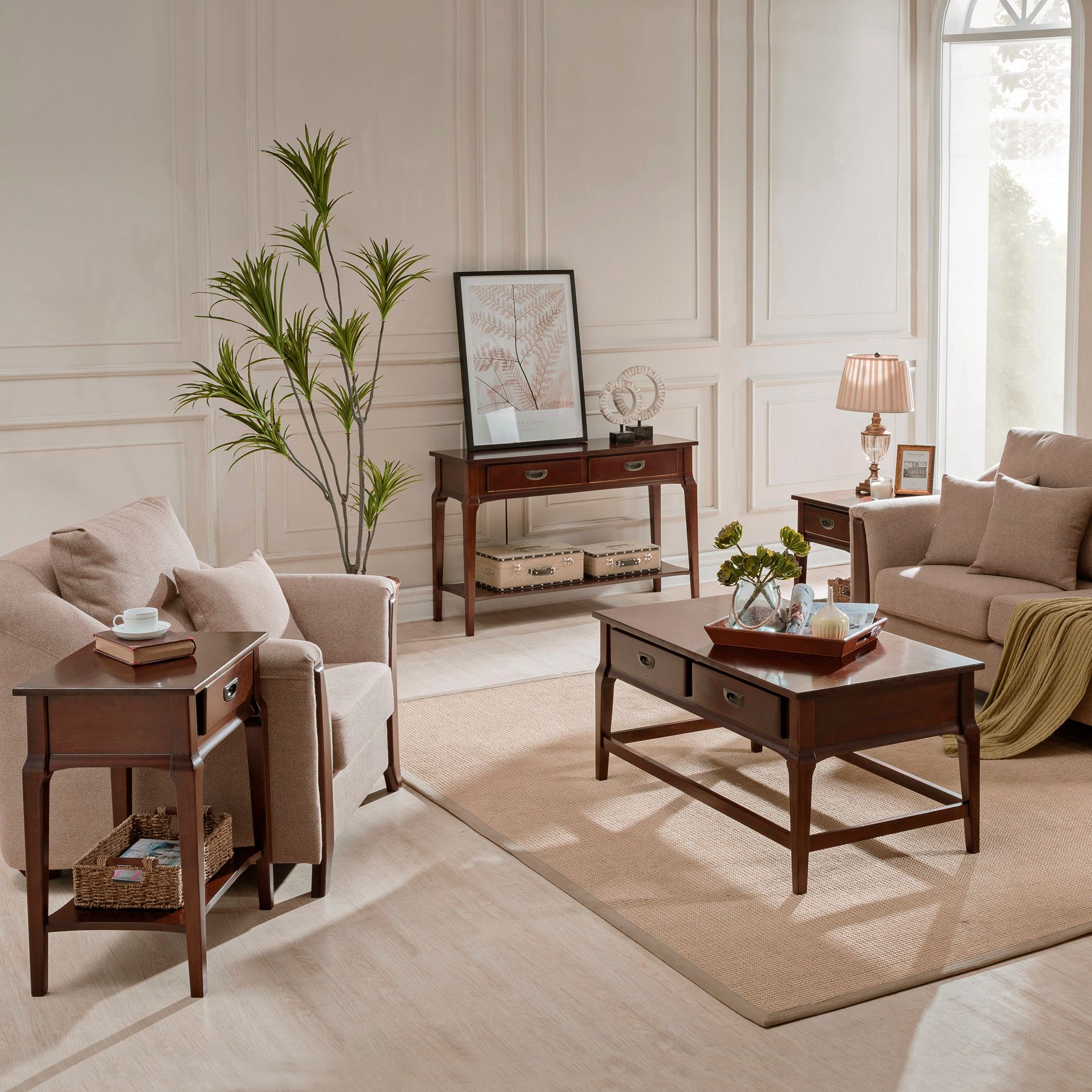 Image 6 Stratus 20" Wide Heartwood Cherry 1-Drawer Wood End Table more views