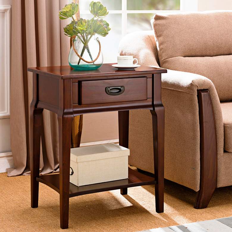 Stratus 22&quot; Wide Heartwood Cherry 1-Drawer Wood Nightstand