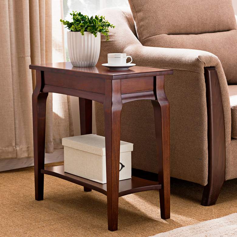 Image 1 Stratus 24 inch Wide Cherry Wood Narrow Chairside Table
