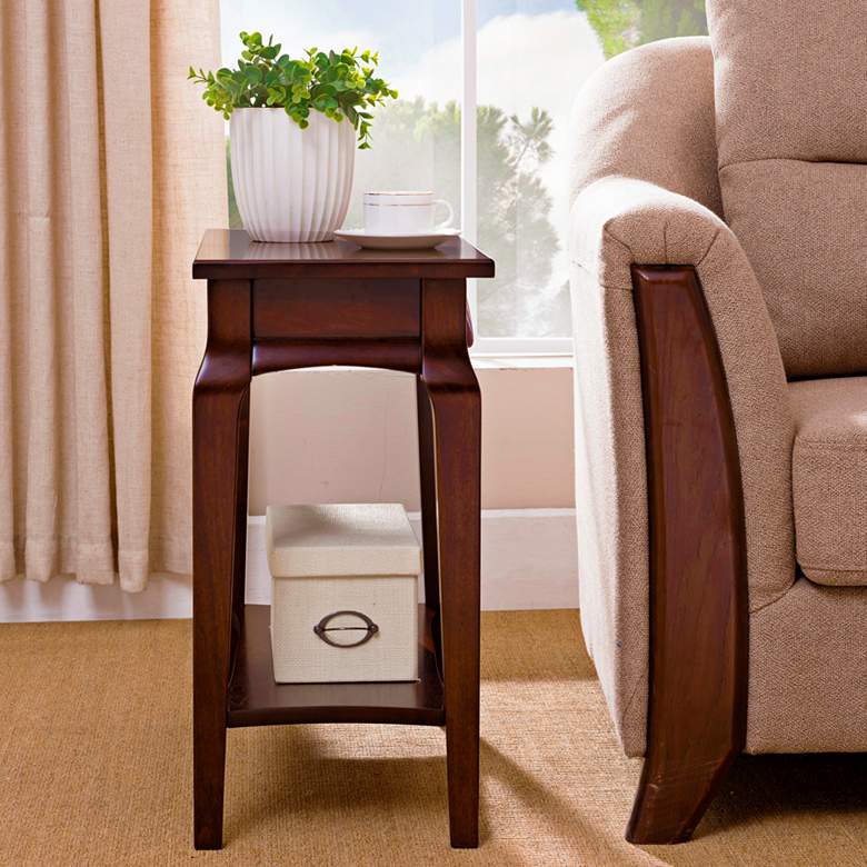 Image 6 Stratus 24" Wide Cherry Wood Narrow Chairside Table more views